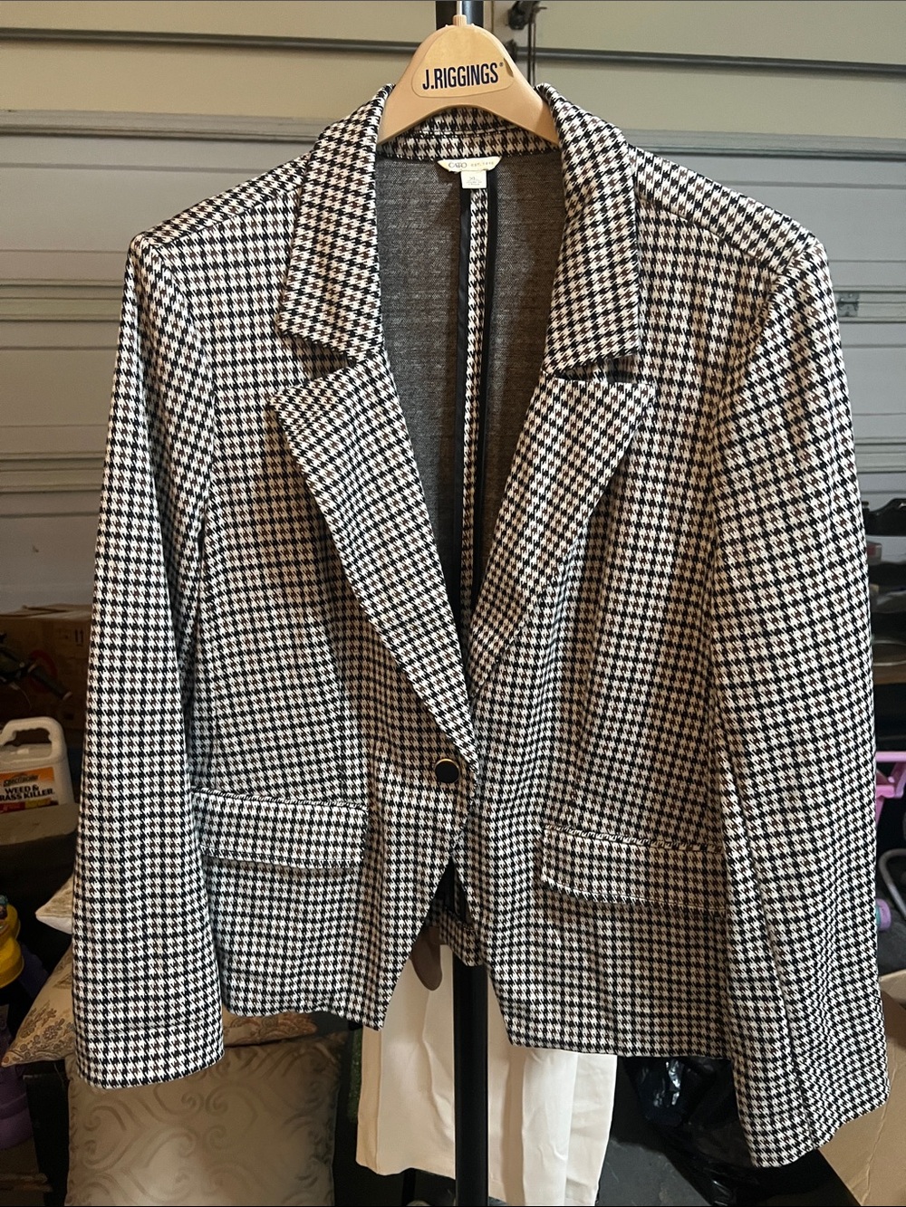Cato Black & White Houndstooth Blazer